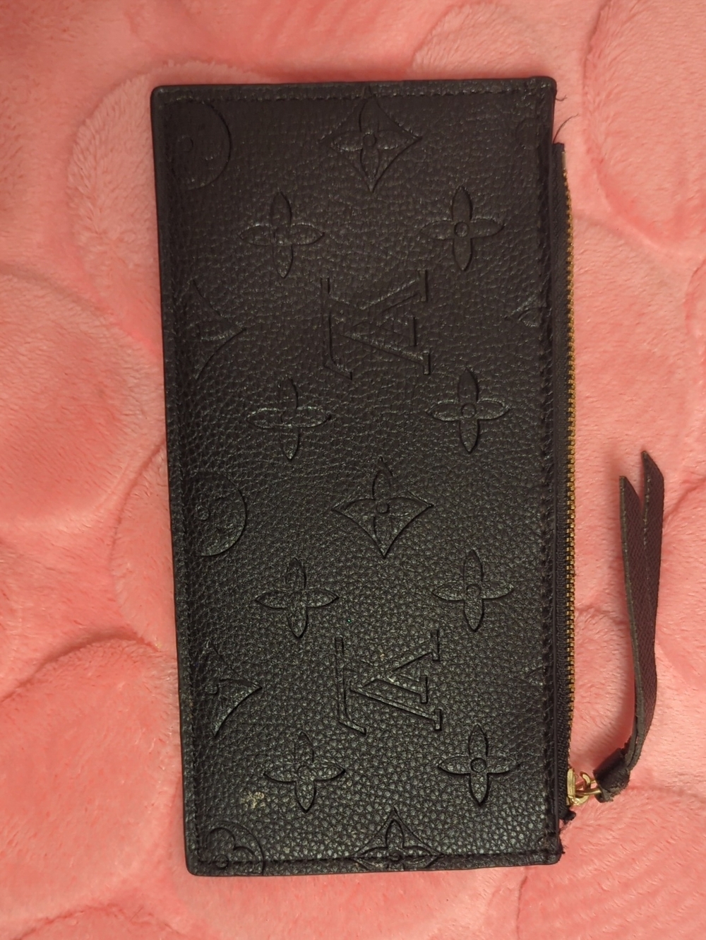 Louis Vuitton Black Monogram Embossed Zip Card Holder